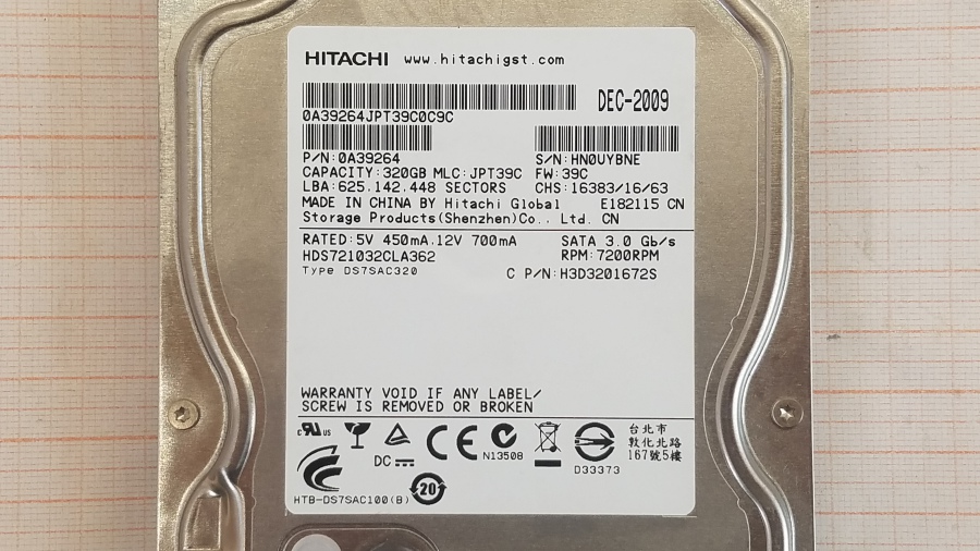 157-025-001 HDD 3.5" SATA HITACHI Deskstar 7K1000.C HDS721032CLA362 #2