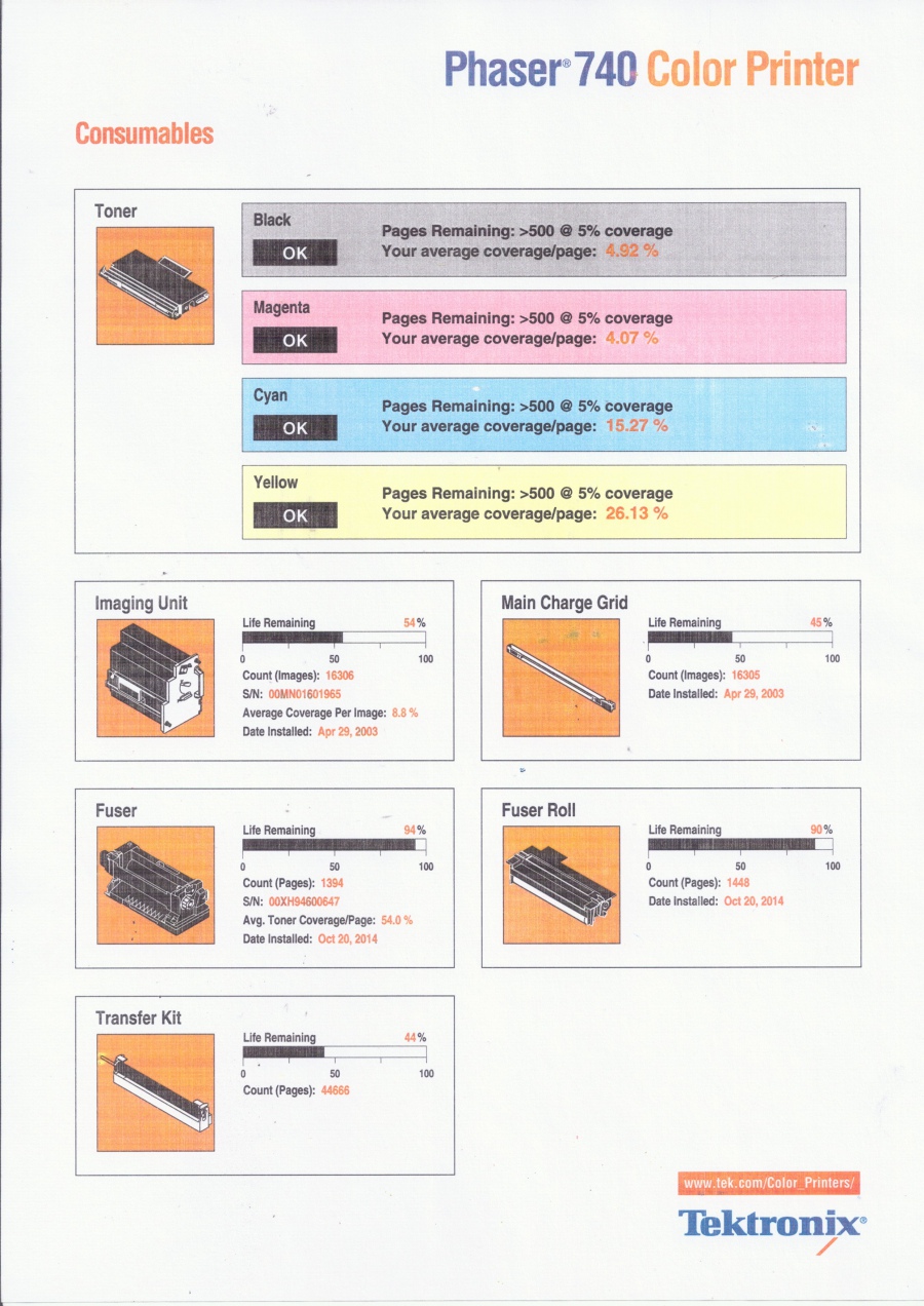 165-060-001 Принтер TEKTRONIX Phaser 740 #45