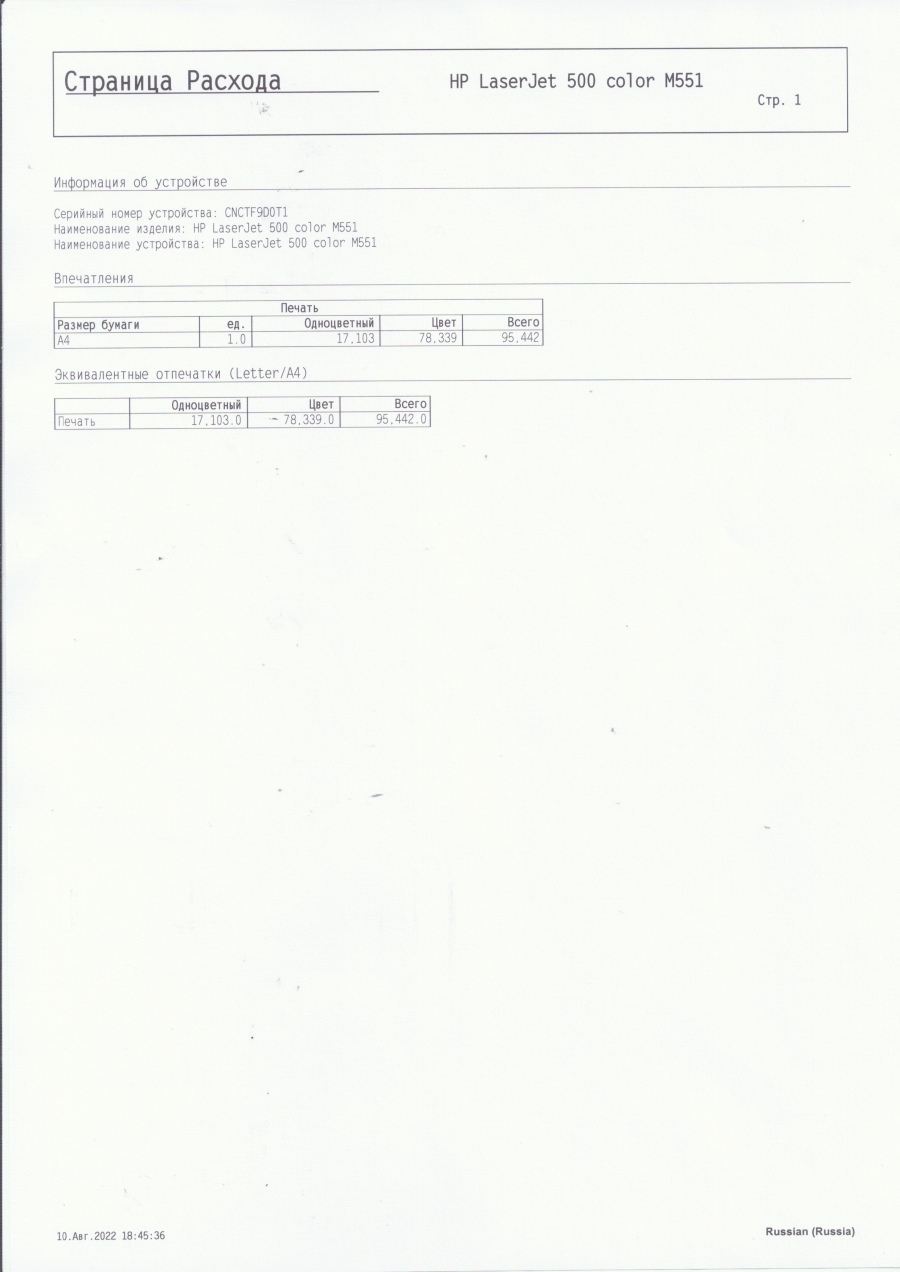 173-036-001 Принтер HP LaserJet 500 color M551 #22