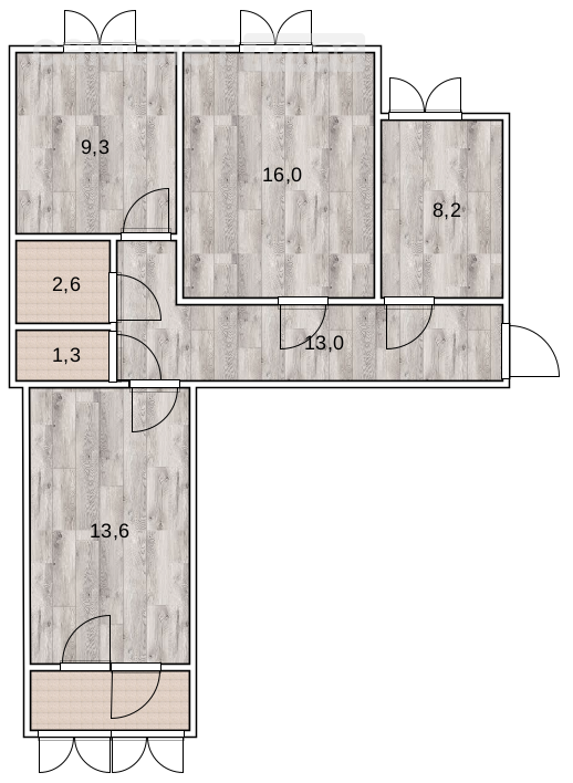 3-комнатная 64.3 м2 в ЖК undefined корпус undefined этаж 1