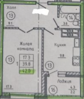 1-комнатная 42 м2 в ЖК undefined корпус undefined этаж 23