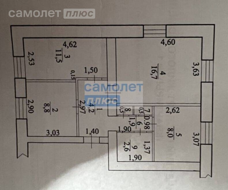 3-комнатная 54.5 м2 в ЖК undefined корпус undefined этаж 1