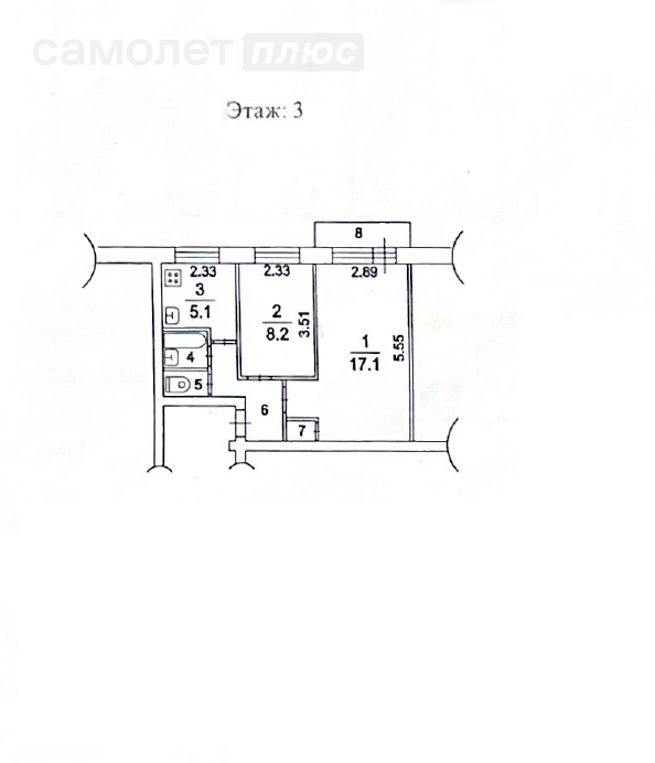 2-комнатная 39 м2 в ЖК undefined корпус undefined этаж 3