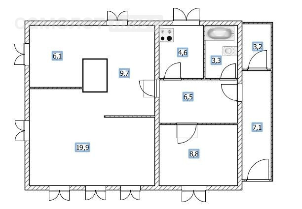 3-комнатная 65 м2 в ЖК undefined корпус undefined этаж null