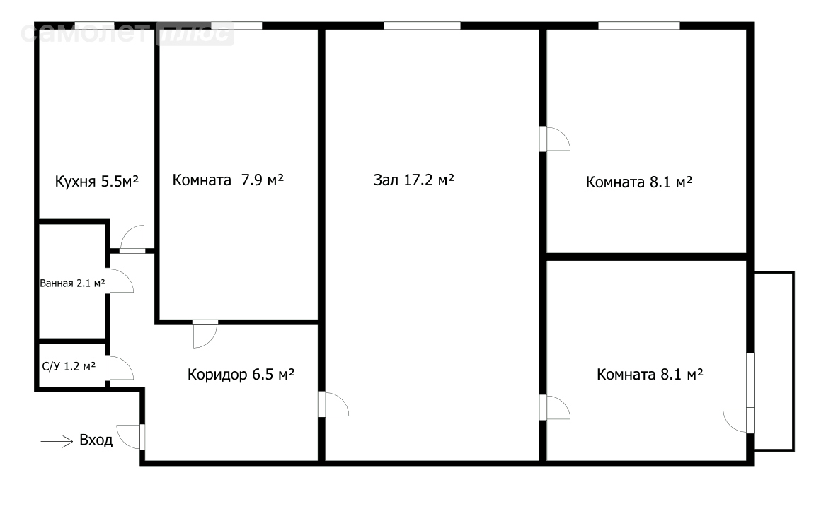 4-комнатная 62 м2 в ЖК undefined корпус undefined этаж 4