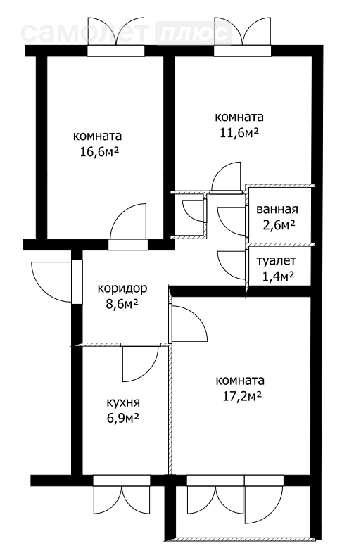 3-комнатная 65.7 м2 в ЖК undefined корпус undefined этаж 4