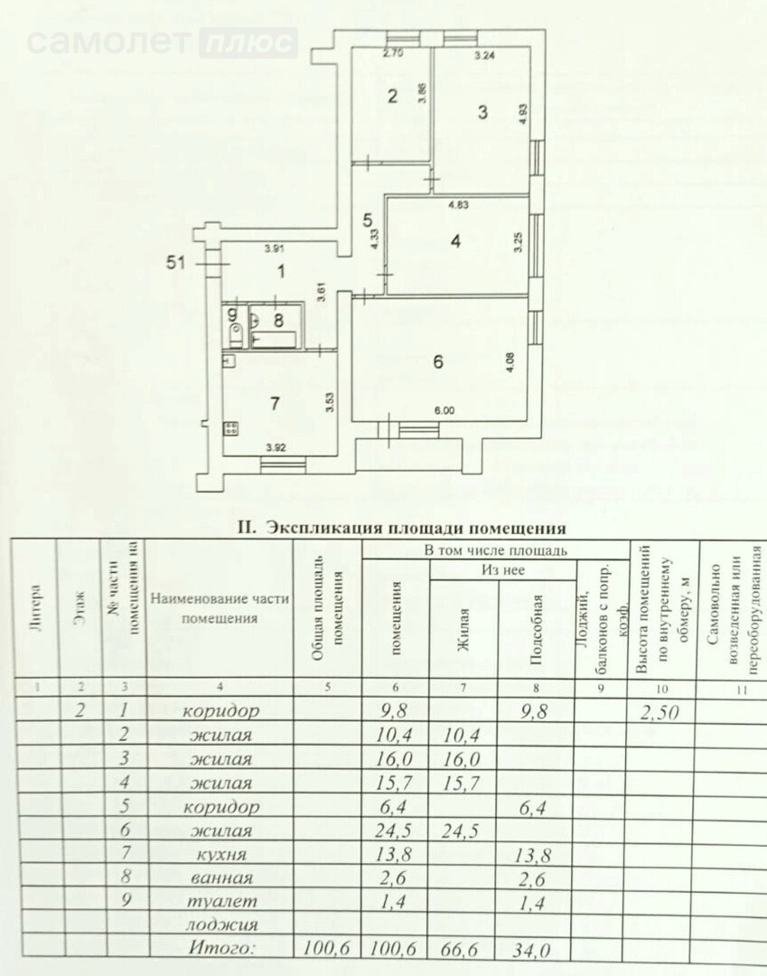 4-комнатная 100.6 м2 в ЖК undefined корпус undefined этаж 2