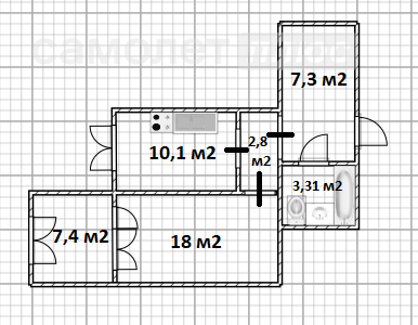 1-комнатная 48.3 м2 в ЖК undefined корпус undefined этаж 1