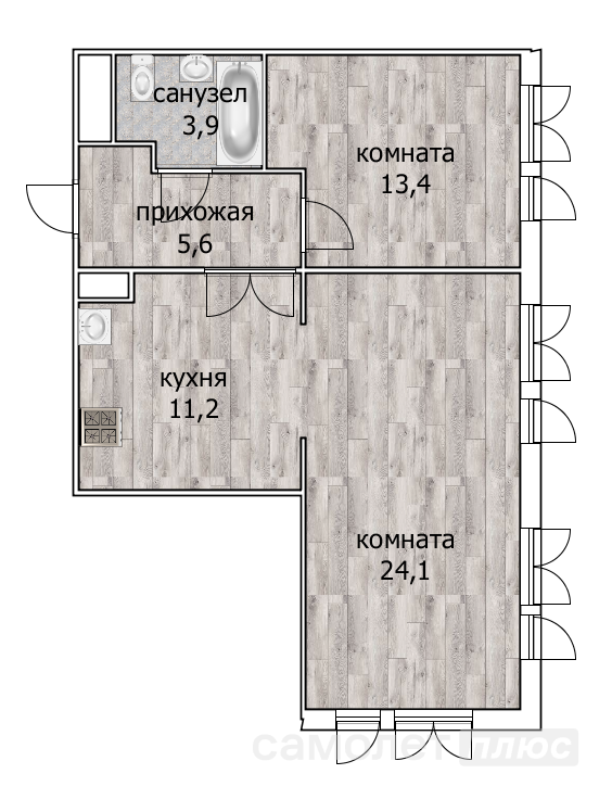 2-комнатная 58 м2 в ЖК undefined корпус undefined этаж 12