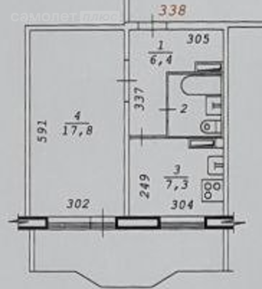 1-комнатная 34.9 м2 в ЖК undefined корпус undefined этаж 17