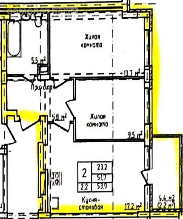 3-комнатная 54 м2 в ЖК undefined корпус undefined этаж 16