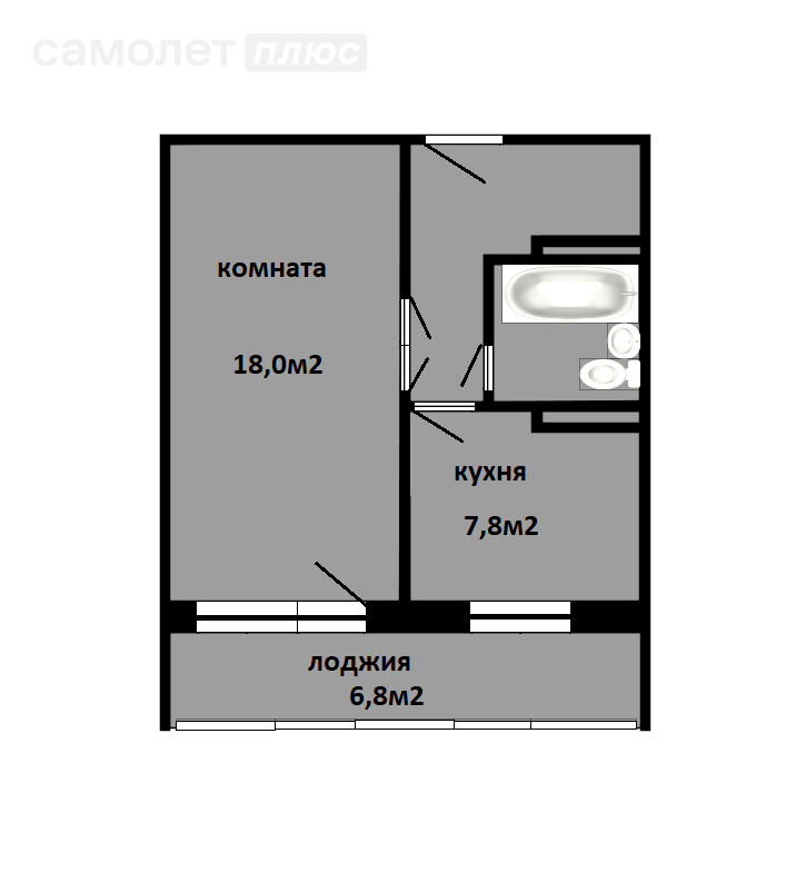 1-комнатная 34.7 м2 в ЖК undefined корпус undefined этаж 7