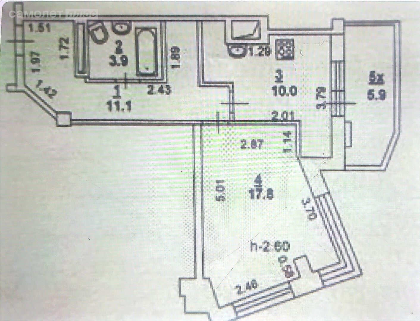2-комнатная 50 м2 в ЖК undefined корпус undefined этаж 3