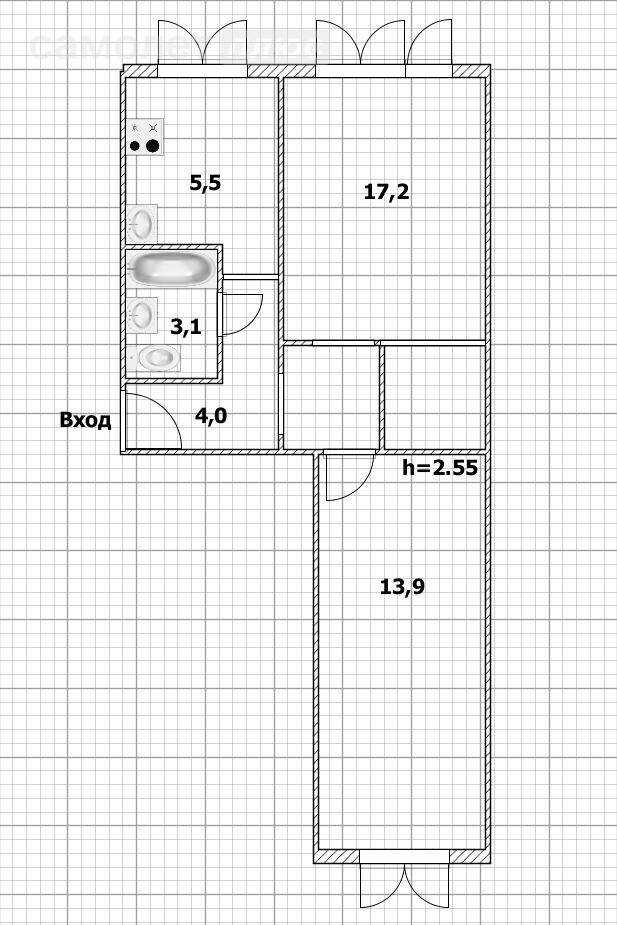 2-комнатная 41.7 м2 в ЖК undefined корпус undefined этаж 1