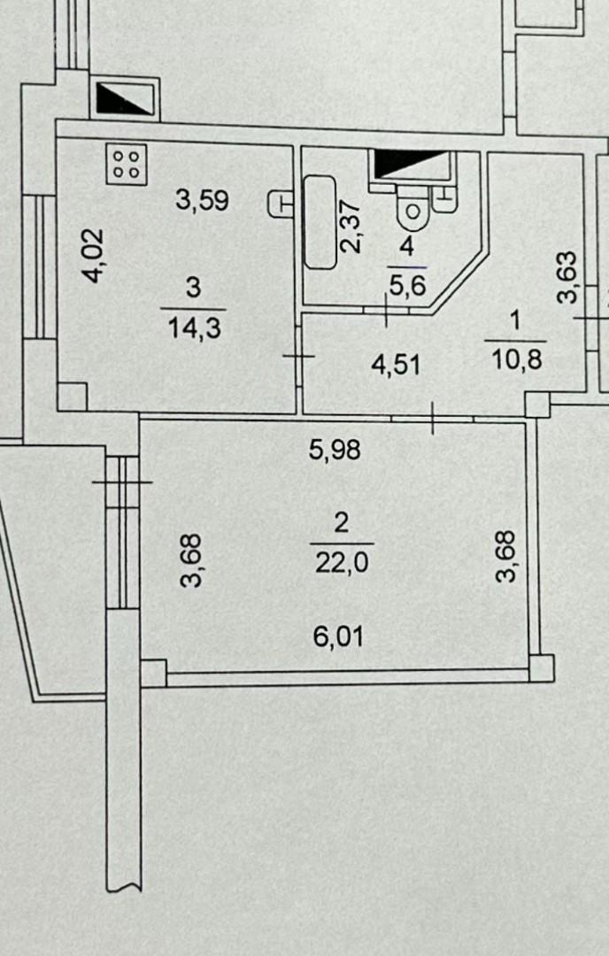 1-комнатная 55 м2 в ЖК undefined корпус undefined этаж 5