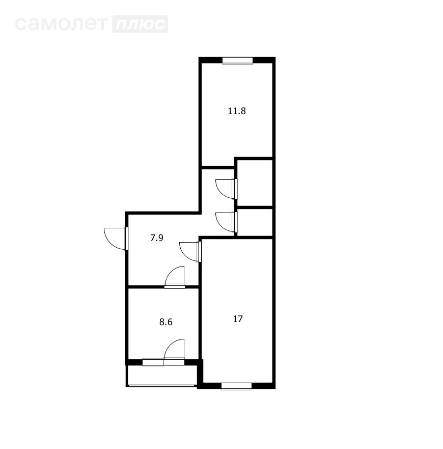 2-комнатная 52.5 м2 в ЖК undefined корпус undefined этаж 3