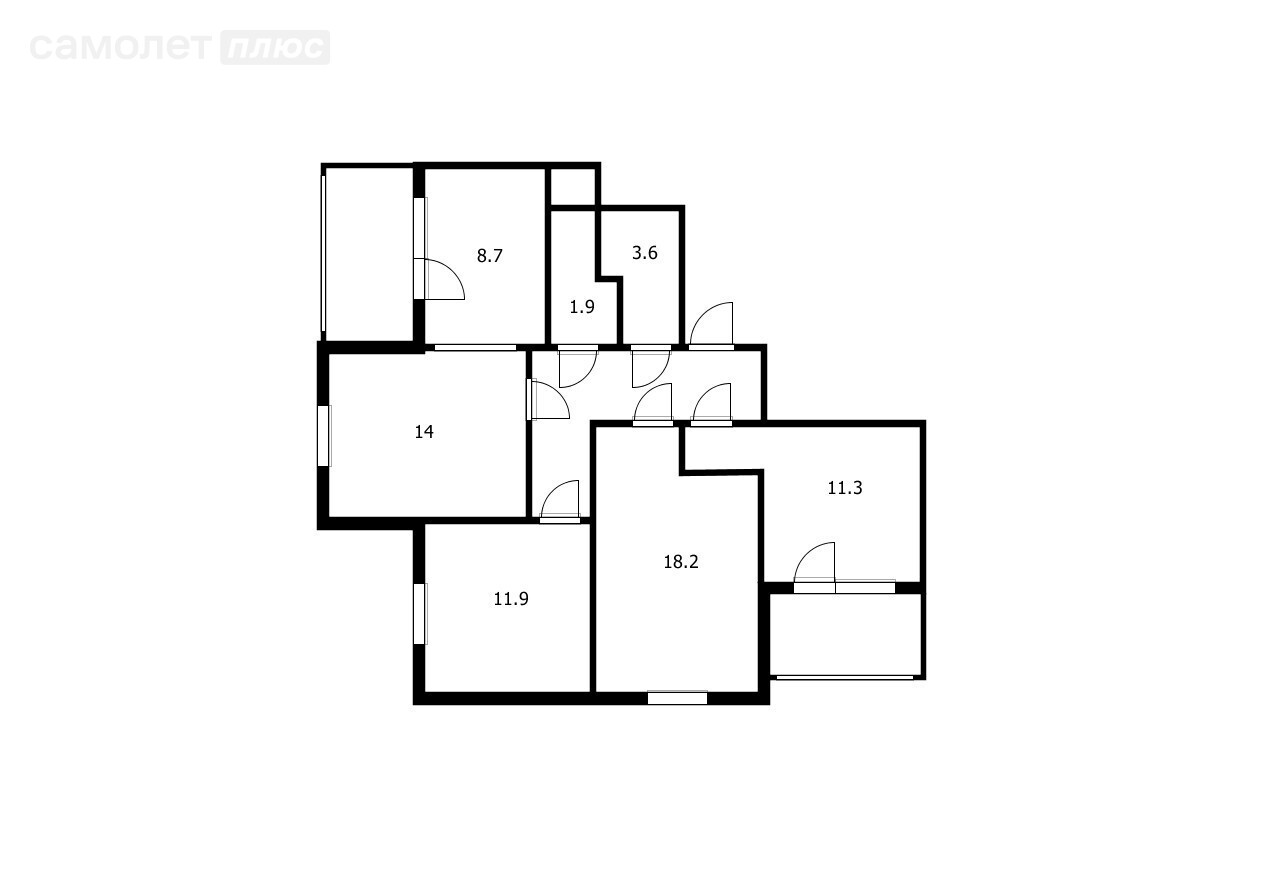 4-комнатная 78.3 м2 в ЖК undefined корпус undefined этаж 6