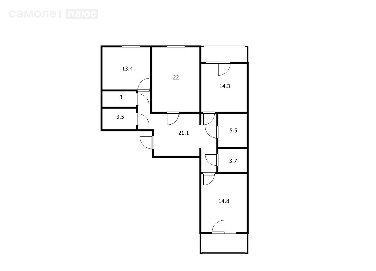3-комнатная 101.3 м2 в ЖК undefined корпус undefined этаж 2