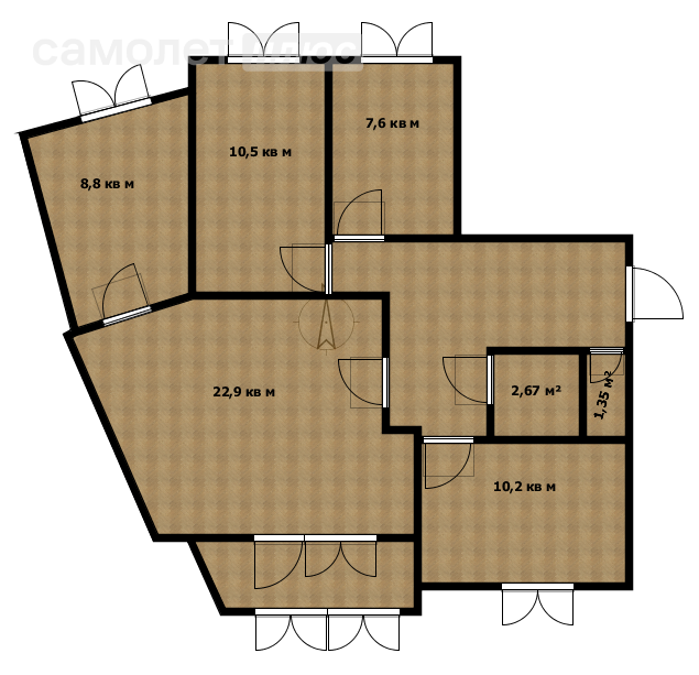 4-комнатная 75.6 м2 в ЖК undefined корпус undefined этаж 5