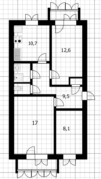 3-комнатная 61.4 м2 в ЖК undefined корпус undefined этаж 4