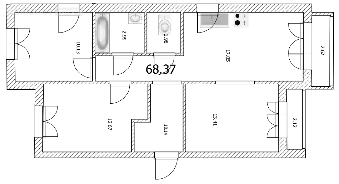 3-комнатная 68.4 м2 в ЖК undefined корпус undefined этаж 6