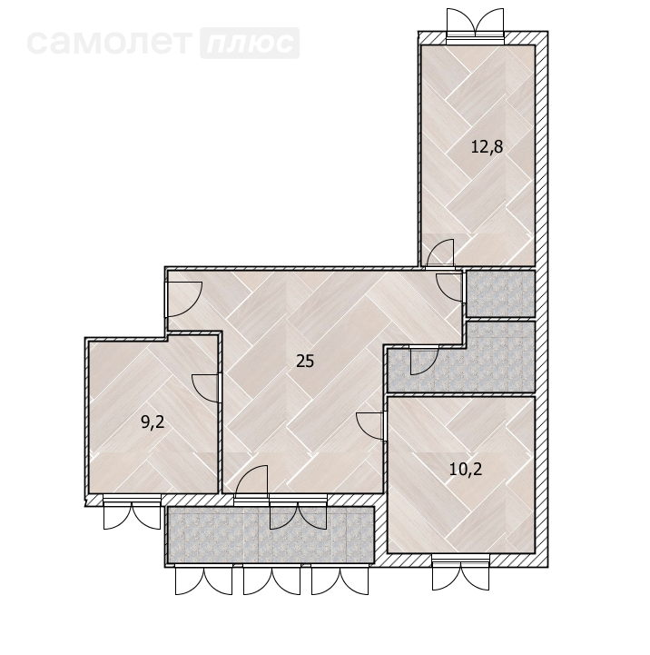 2-комнатная 61.6 м2 в ЖК undefined корпус undefined этаж 5