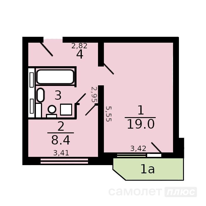 1-комнатная 37.8 м2 в ЖК undefined корпус undefined этаж 5