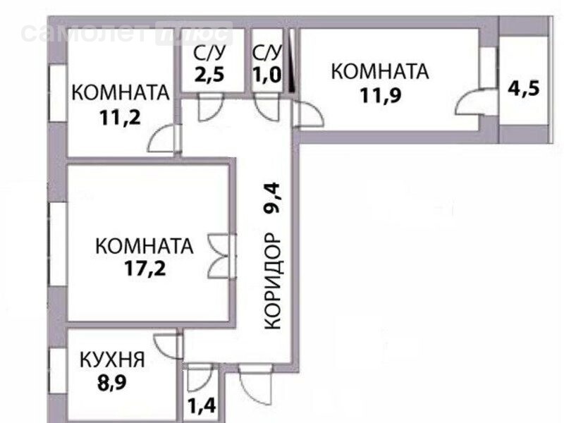 3-комнатная 68 м2 в ЖК undefined корпус undefined этаж 7