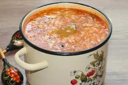 Щи со свиными ребрышками и курицей: шаг 12