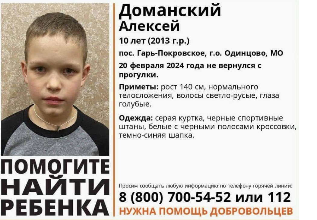 В Одинцовском округе пропал мальчик