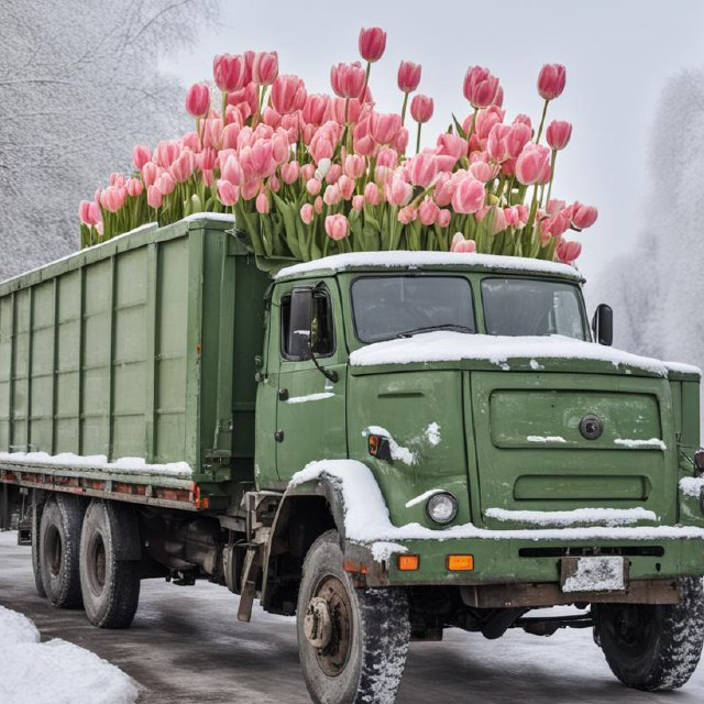 В преддверии 8 марта в Домодедово украли КамАЗ с тюльпанами
