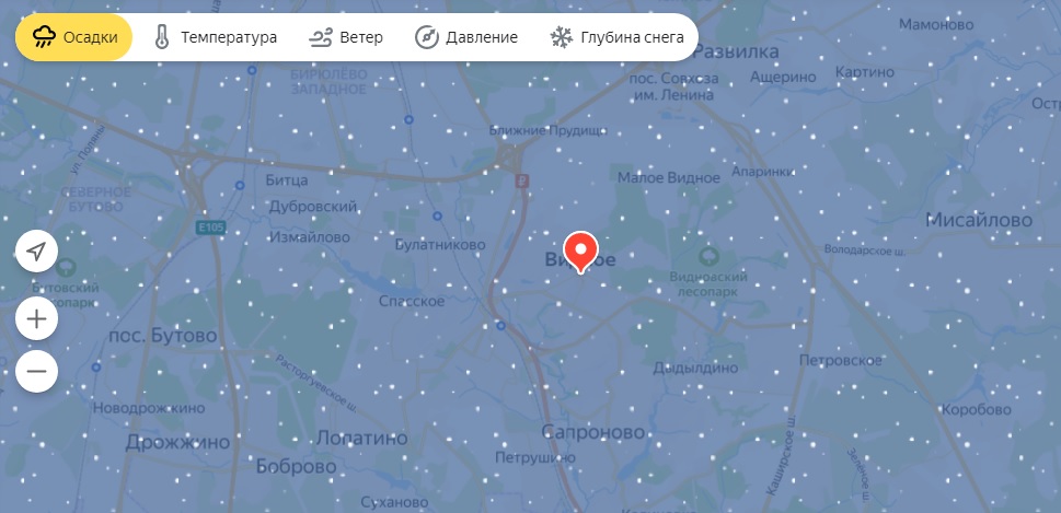 Скриншот погоды в Видном с сайта Яндекс