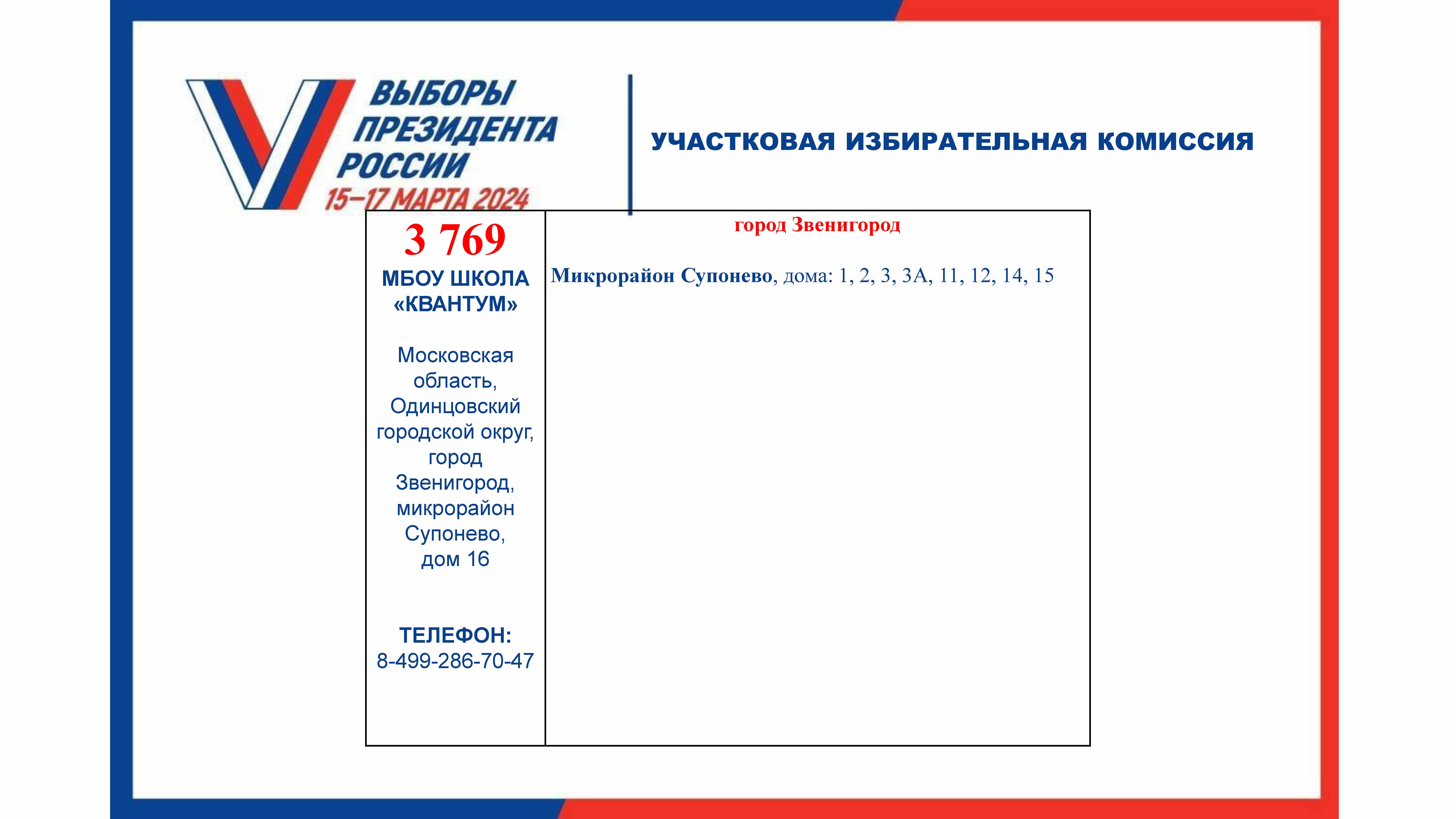 Жителям Звенигорода напомнили адреса избирательных участков | REGIONS.RU /  Звенигород