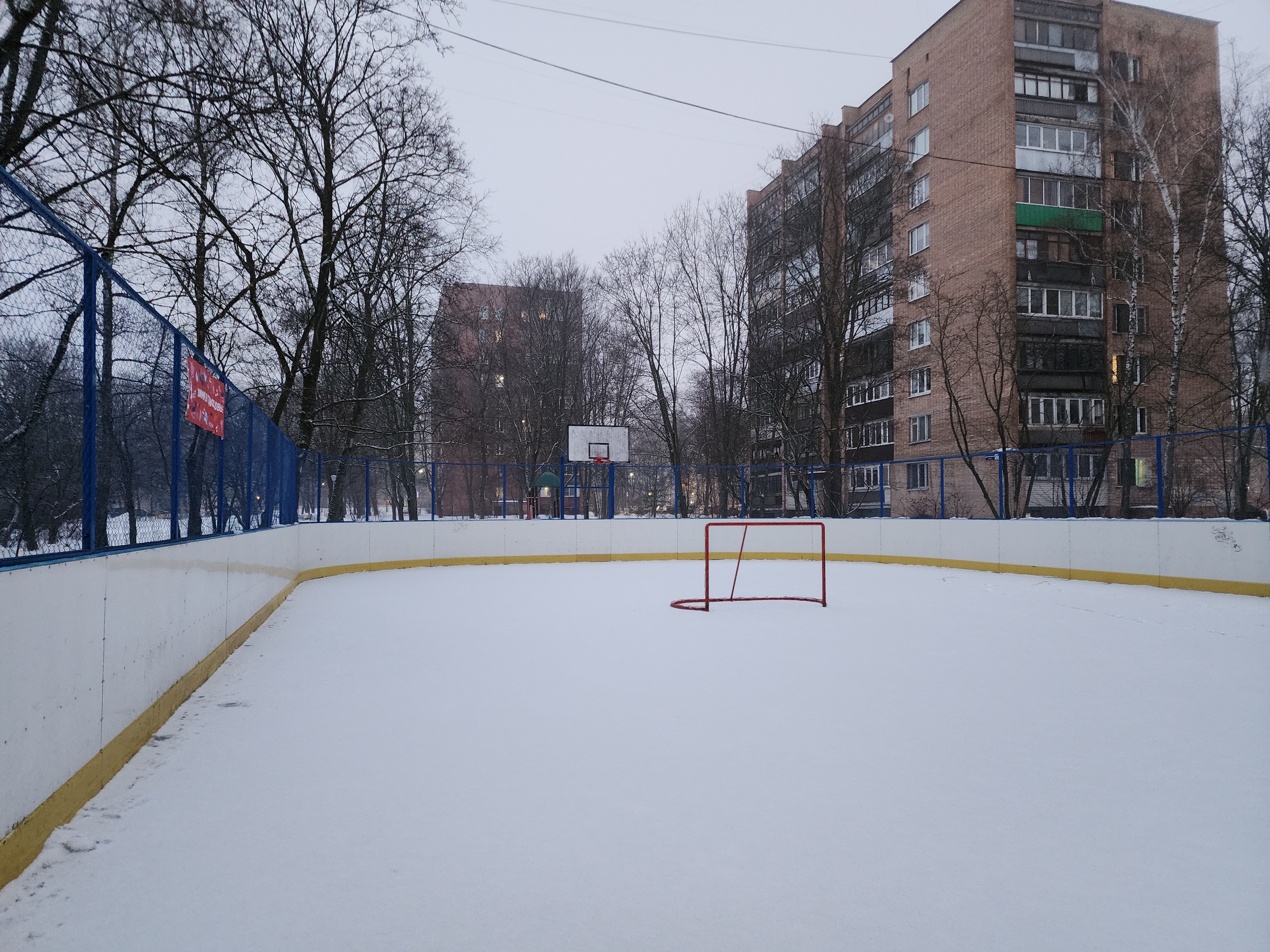 Хоккейная коробка во дворе жилого дома в наукограде. Фото: МедиаБанк Подмосковья/Иван Петрушин