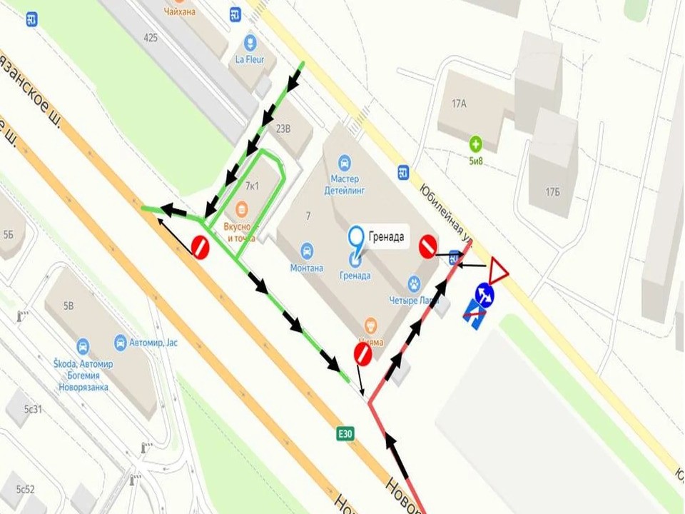 Схема автодвижения у ТЦ «Гренада» в Люберцах изменится с 4 мая