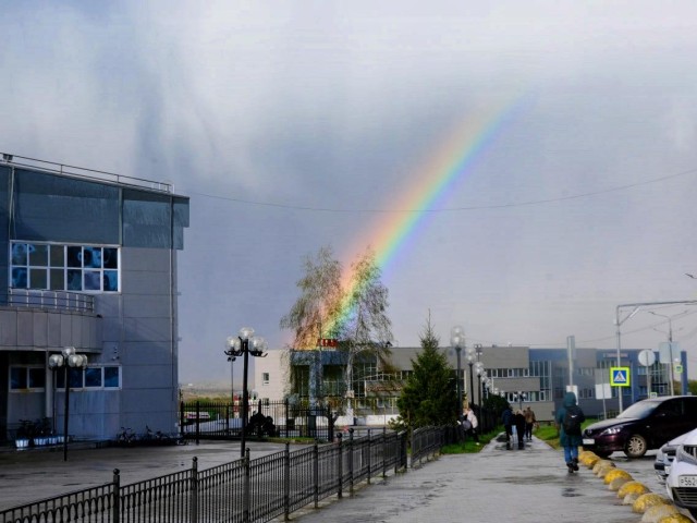 Непогода подарила жителям Пущино двойную радугу