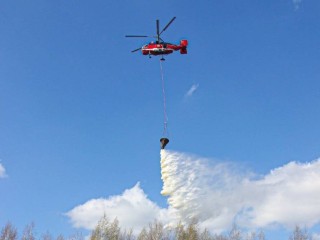 Условный пожар потушили с помощью нового вертолета КА-32