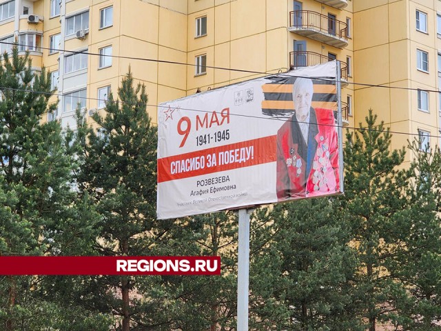 Улицы Солнечногорска украсили баннерами с фотографиями ветеранов ВОВ