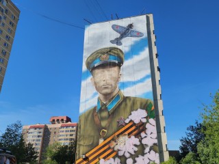 Мурал с изображением Героя СССР Талалихина дорисуют через неделю