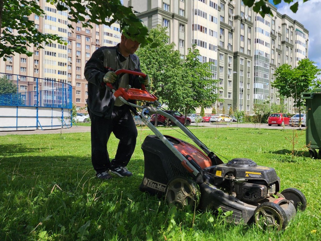 На лужайках в микрорайоне Южный покосили траву