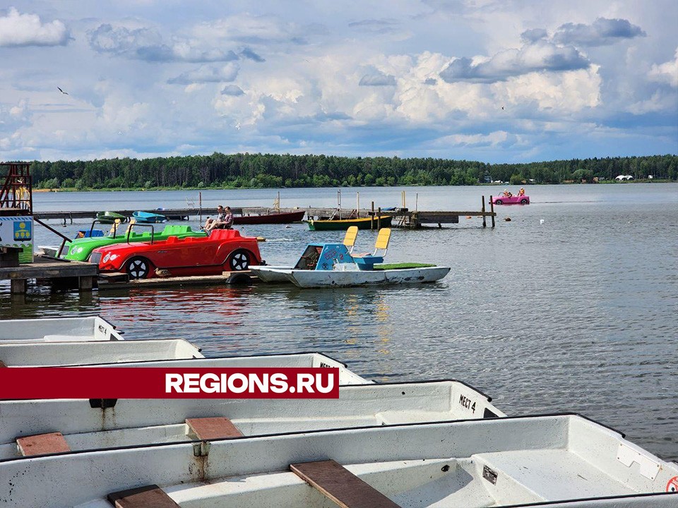 На озере Сенеж можно взять в прокат лодки, необычные катамараны и доски для сапсерфинга