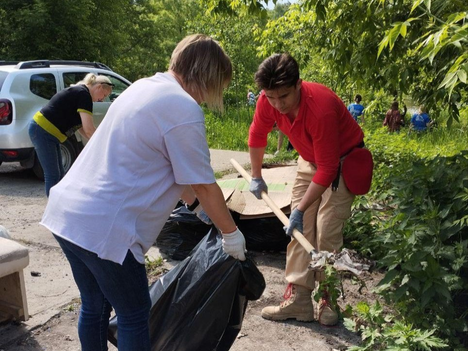 Домодедовские активисты избавили берег реки Рожайки от старого дивана и другого мусора