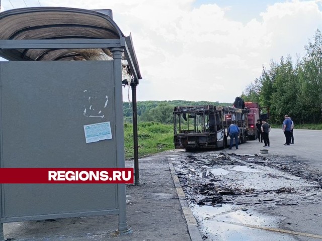 При пожаре автобуса вблизи деревни Носово выгорела остановка