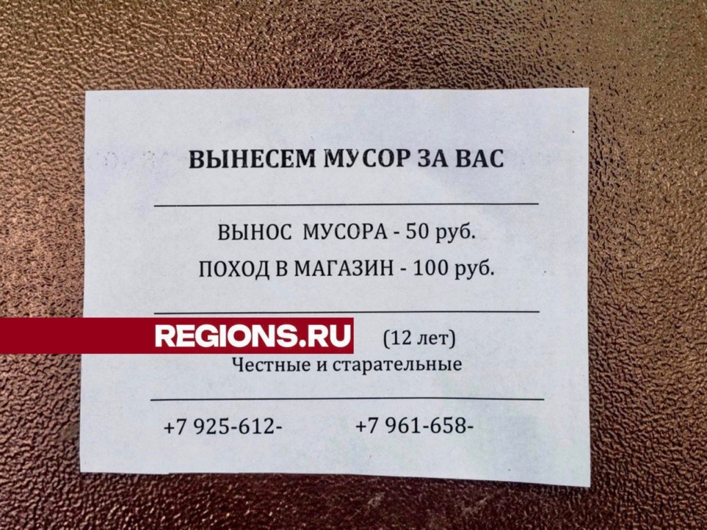 В Краснознаменске находчивые подростки  предлагают соседям выносить мусор за небольшую плату