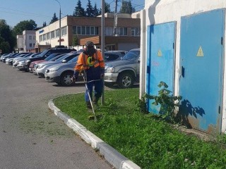 На улицах Ленинградская, Железнодорожная и Парковая коммунальщики провели покос травы