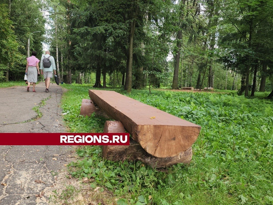 Экологичные скамейки из спиленных сухих деревьев установили в природной зоне лобненского микрорайона Депо