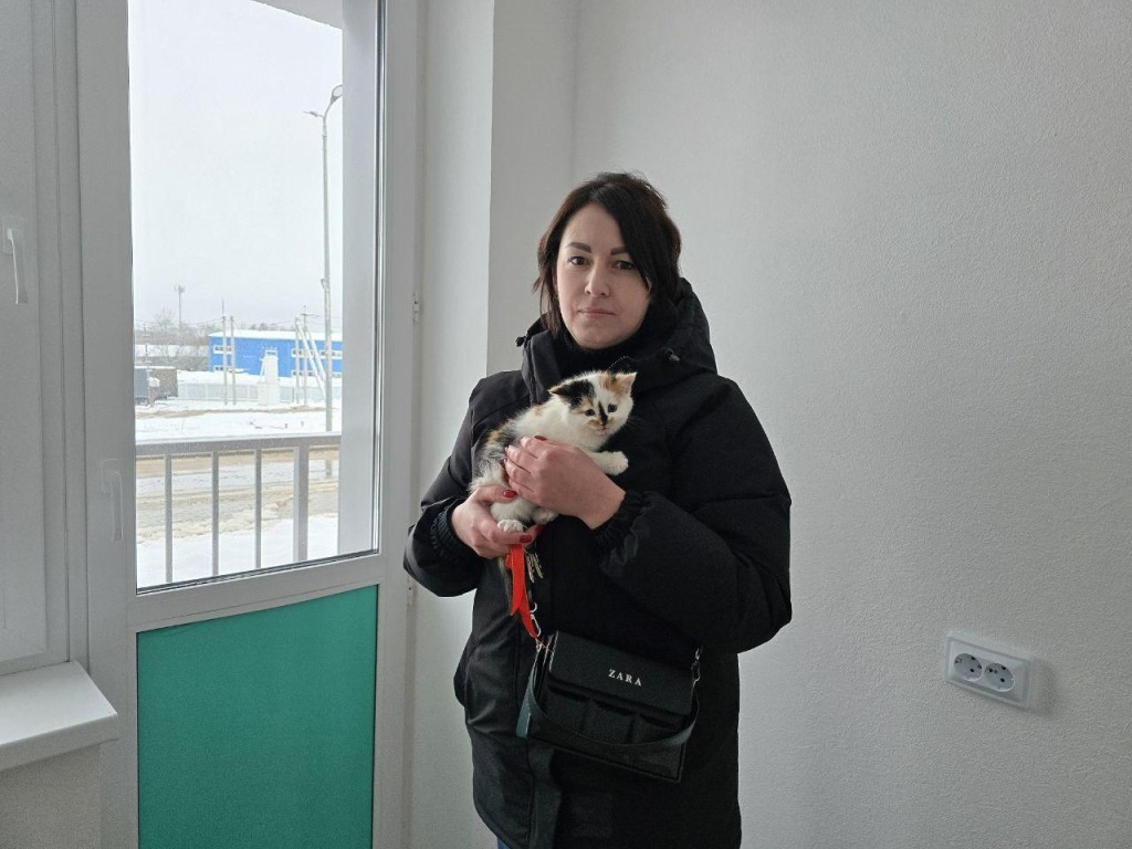Семье переселенцев из аварийного жилья в Можайске подарили котенка