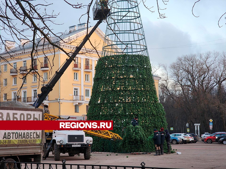 На площади Ленина устанавливают новогоднюю елку