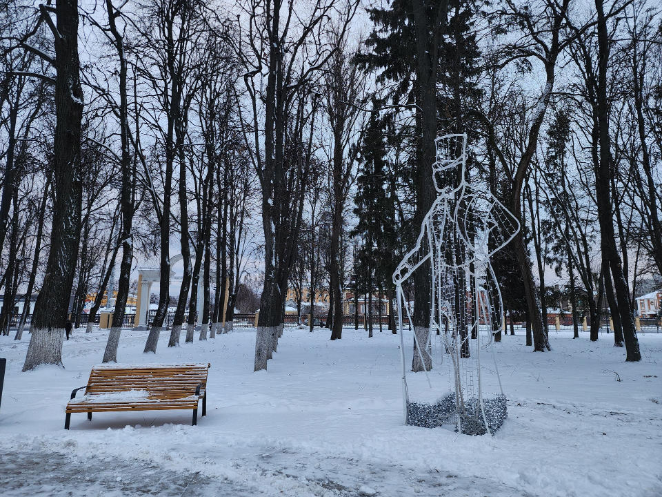 Новогодние инсталляции украсили парк Мира в Коломне