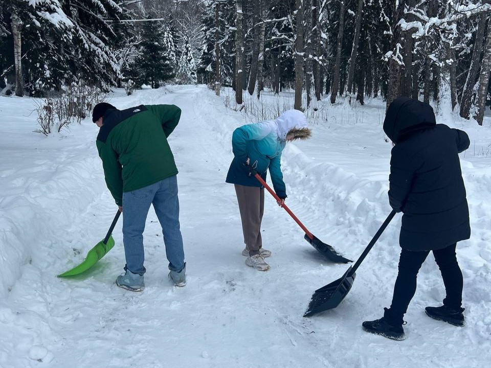 Семья из Волоколамска каждый день чистит от снега улицу, чтобы помочь дворникам